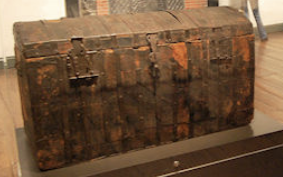 De boekenkist uit het Prinsenhof in Delft. Dit is de meest waarschijnlijke kist van waaruit Hugo de Groot is ontsnapt.